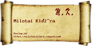 Milotai Klára névjegykártya